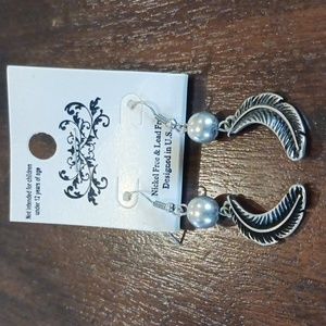 Dangle Pierced Earring Silvertone, Nickel and Lead Free 2"